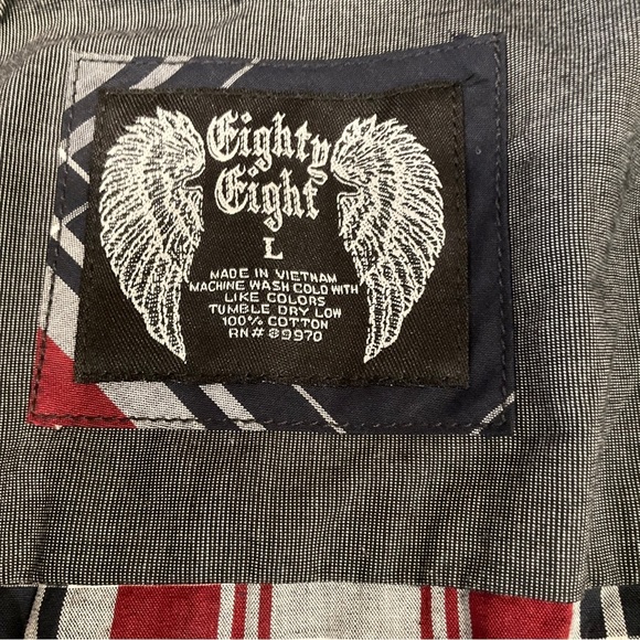 Eighty Eight Mens Large Front Button  Pocket Shirt - Picture 3 of 6